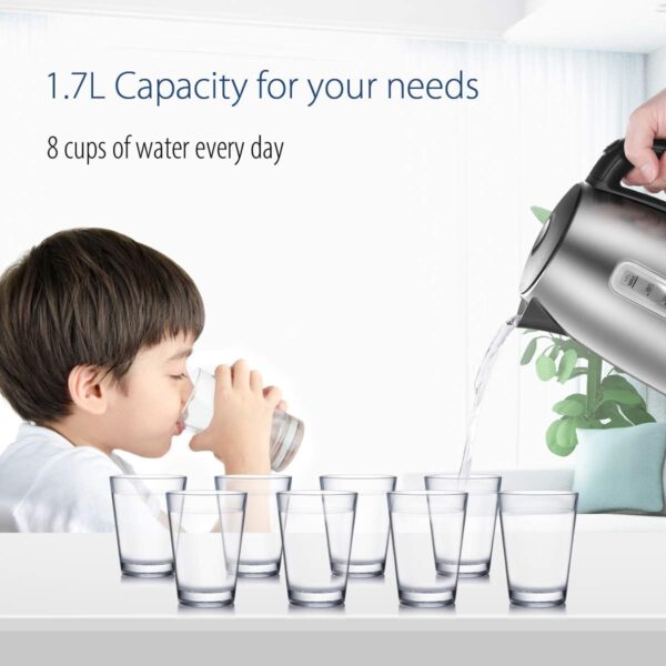 COMFEE 1.7 Liter Stainless Steel Electric Kettle 1500W Fast Boil - Image 2