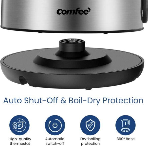 COMFEE 1.7 Liter Stainless Steel Electric Kettle 1500W Fast Boil - Image 3