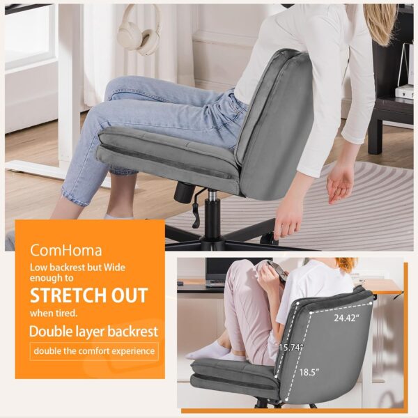 COMHOMA Gray Velvet Criss Cross Office Chair - Image 9