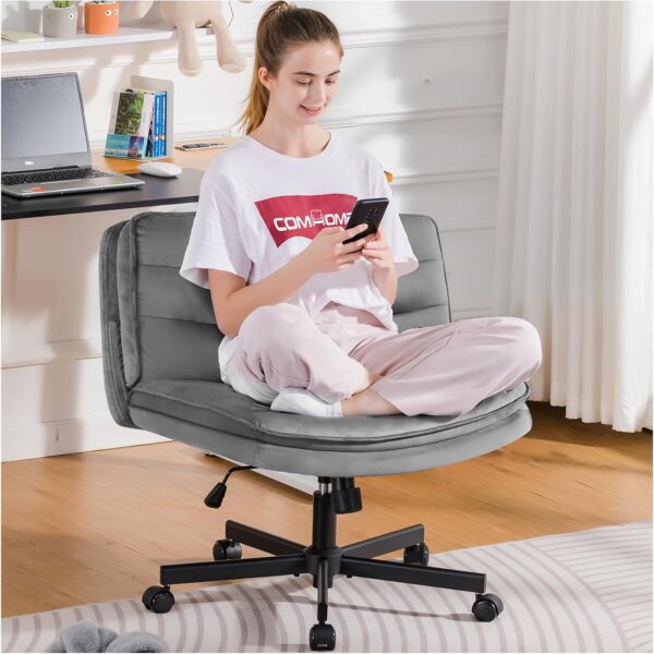 COMHOMA Gray Velvet Criss Cross Office Chair