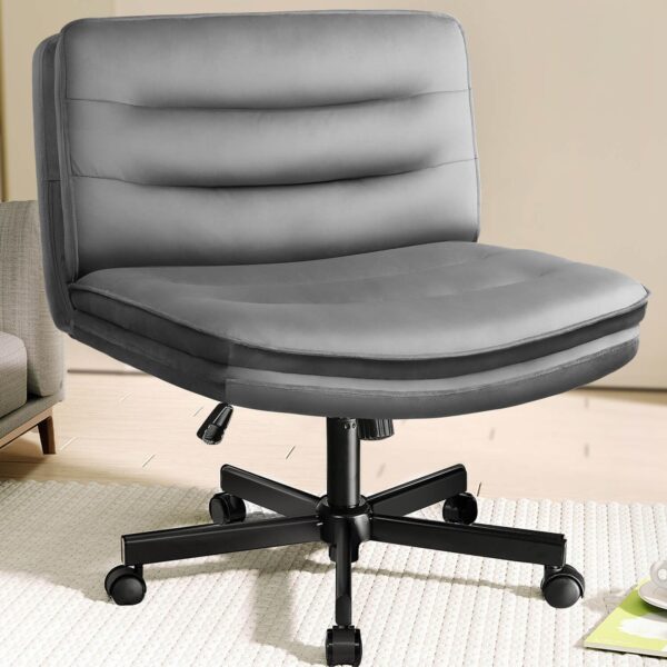 COMHOMA Gray Velvet Criss Cross Office Chair - Image 4