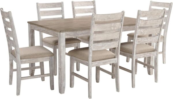 Skempton Cottage Dining Table Set with 6 Upholstered Chairs