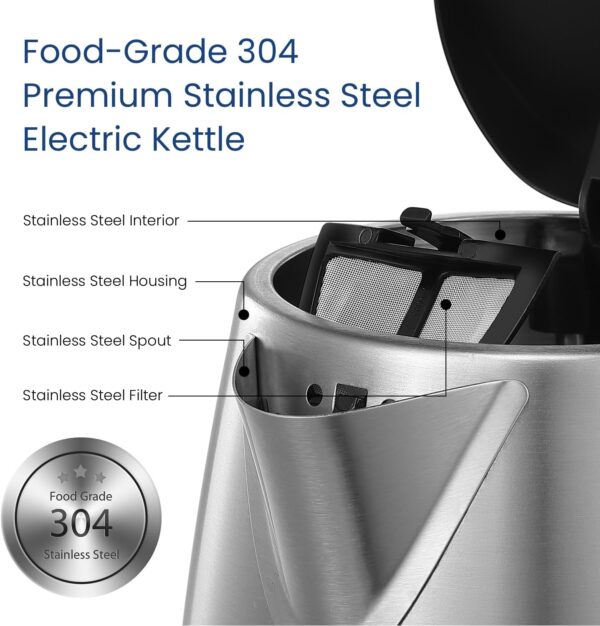 COMFEE 1.7 Liter Stainless Steel Electric Kettle 1500W Fast Boil - Image 5