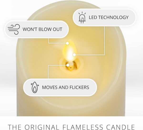Luminara Set of 3 Moving Flame LED Pillar Candles (Ivory)  - Image 3