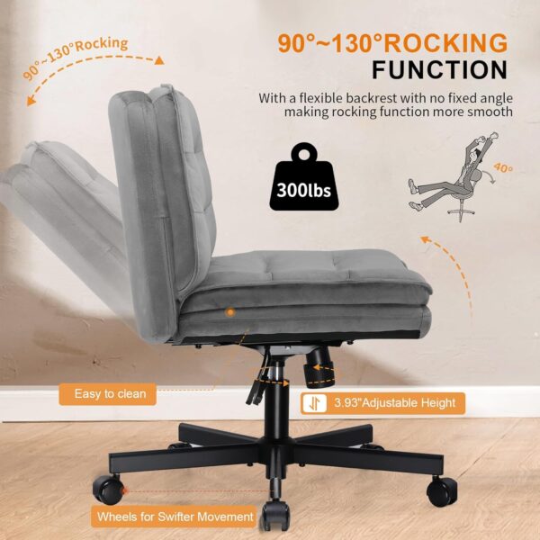 COMHOMA Gray Velvet Criss Cross Office Chair - Image 7