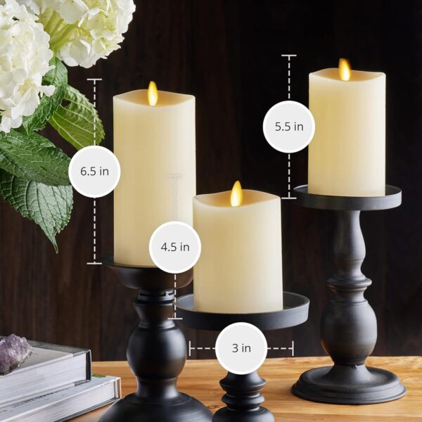 Luminara Set of 3 Moving Flame LED Pillar Candles (Ivory)  - Image 4