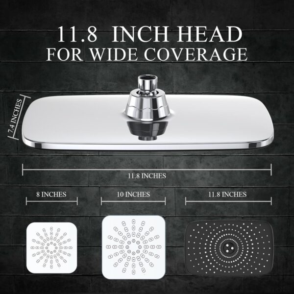 Veken High Pressure Rain Shower Head Combo with Extension Arm - Image 2