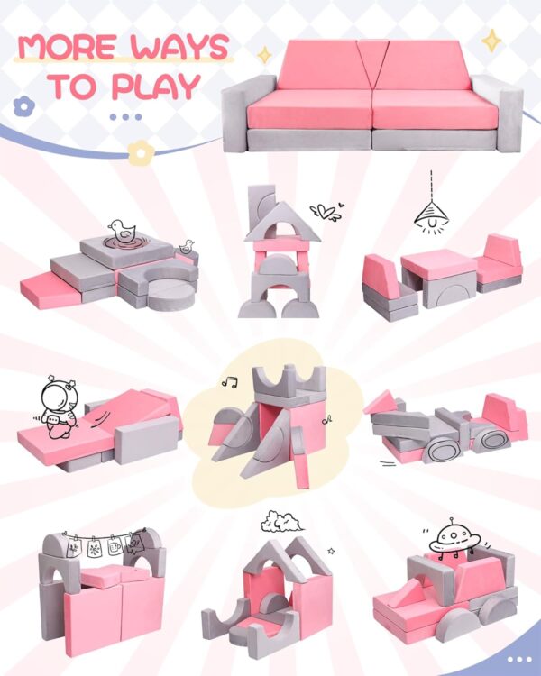 15pcs Modular Kids Play Couch toddler Sofa and fort kit - Image 2