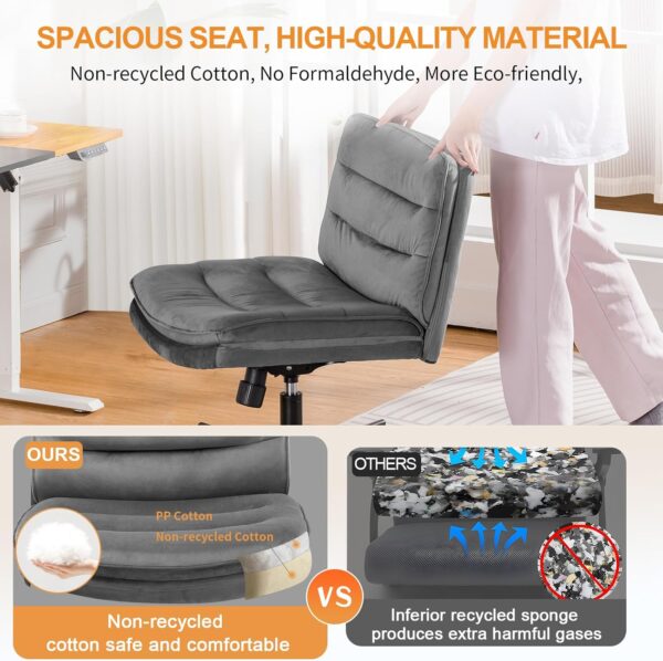 COMHOMA Gray Velvet Criss Cross Office Chair - Image 5