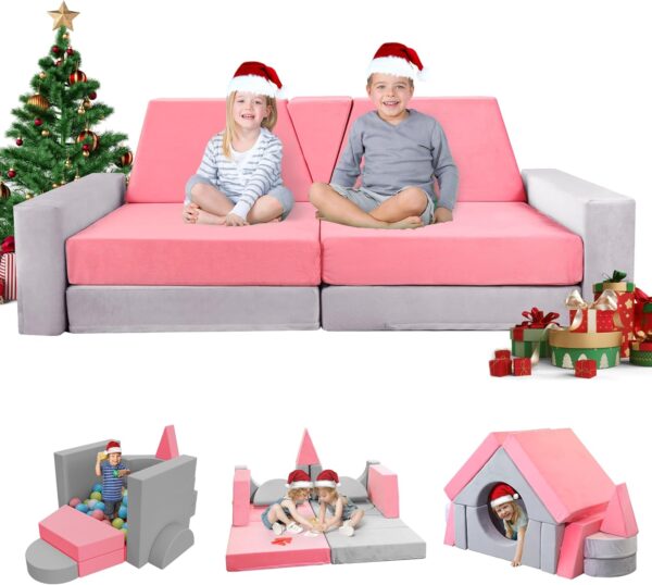 15pcs Modular Kids Play Couch toddler Sofa and fort kit