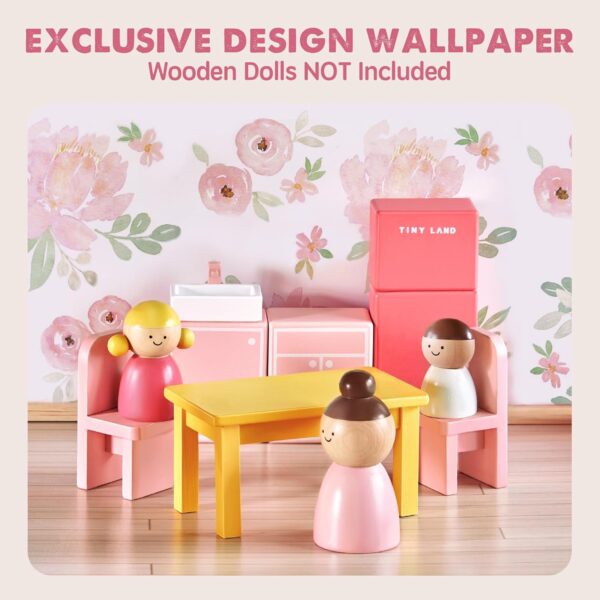 Tiny Land Wooden Dollhouse for Girls - 6 Rooms Wooden Doll House - Image 4