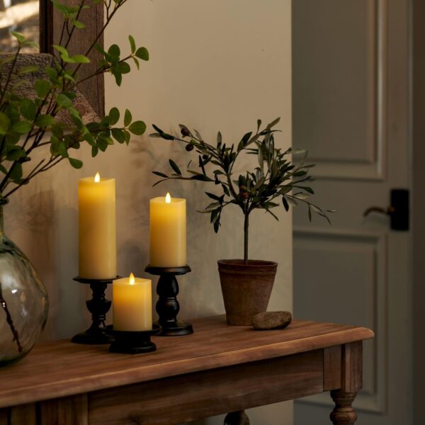 Luminara Set of 3 Moving Flame LED Pillar Candles (Ivory)  - Image 5