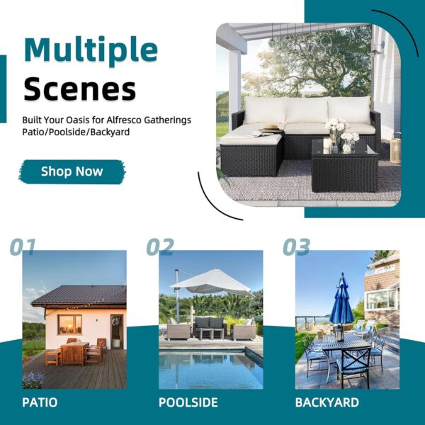 SUNLEI 3-Piece Patio Furniture Set with Cushions & Coffee Table - Image 3