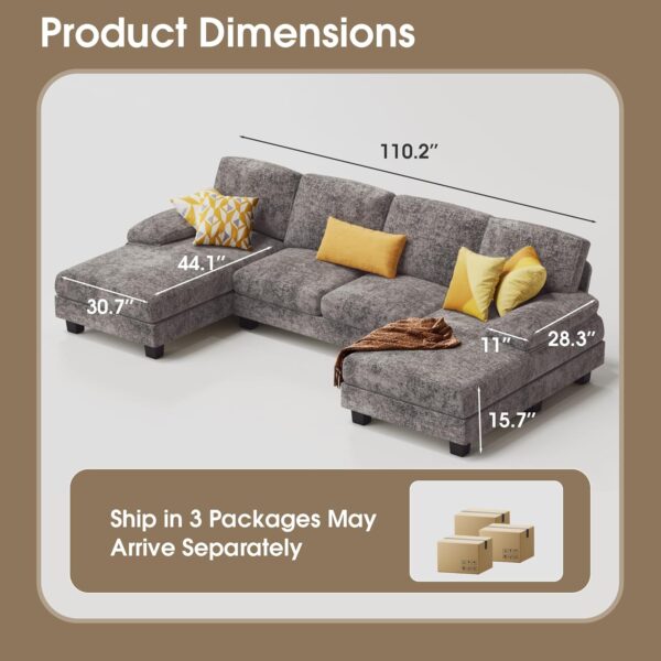 4 Seat Sofa Set with Double Chaise for Apartment - Image 2