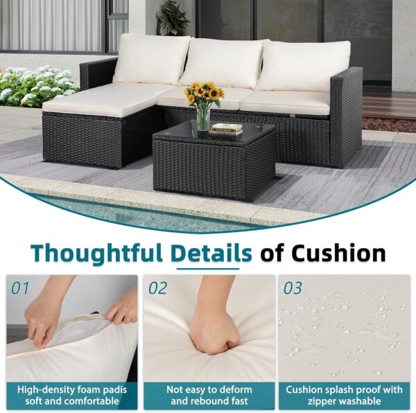 SUNLEI 3-Piece Patio Furniture Set with Cushions & Coffee Table - Image 2
