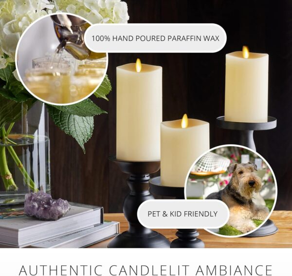 Luminara Set of 3 Moving Flame LED Pillar Candles (Ivory)  - Image 6