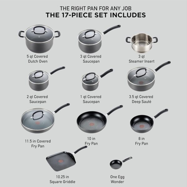 T-fal Ultimate Hard Anodized Nonstick Cookware Set 17 Piece - Image 2
