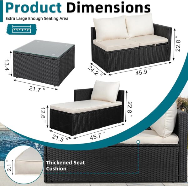 SUNLEI 3-Piece Patio Furniture Set with Cushions & Coffee Table - Image 5
