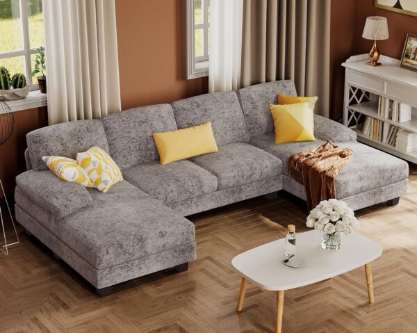 4 Seat Sofa Set with Double Chaise for Apartment