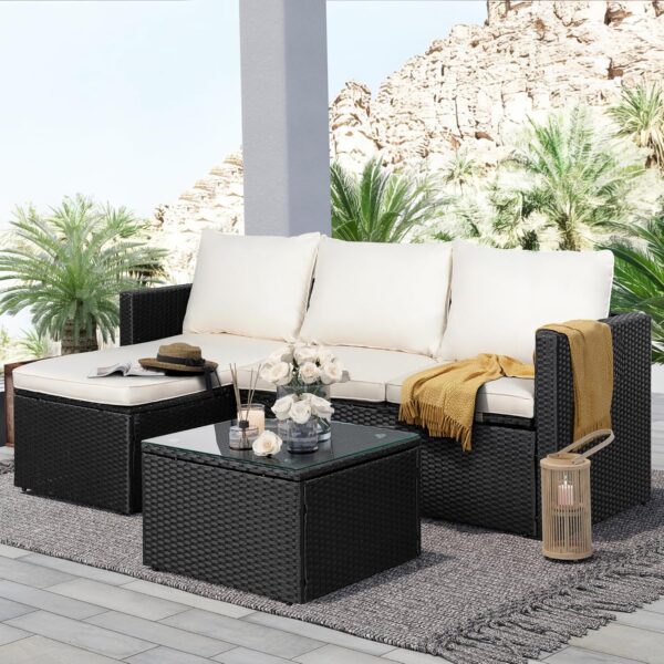 SUNLEI 3-Piece Patio Furniture Set with Cushions & Coffee Table - Image 7