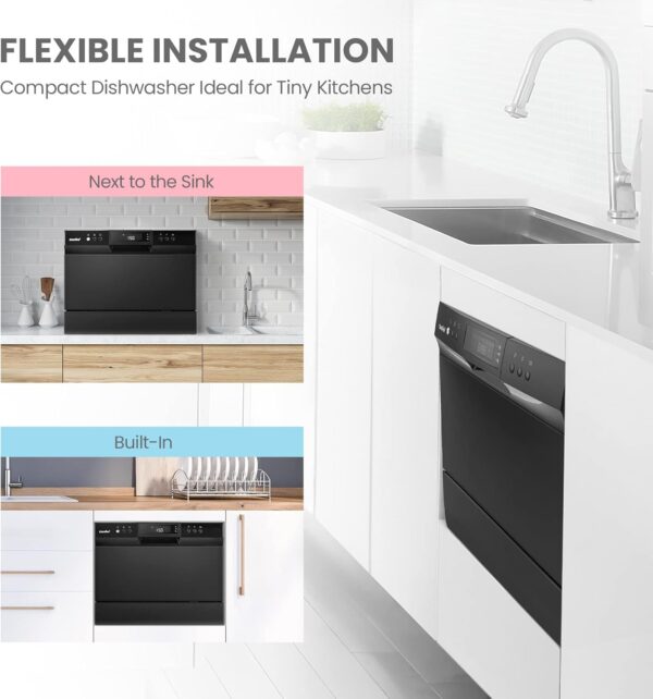 COMFEE’ Countertop Dishwasher, 6 Place Settings & 8 Washing Programs - Image 5