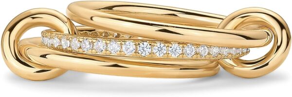 PAVOI 14K Gold Plated Interlocked Stackable Rings with Cubic Zirconia
