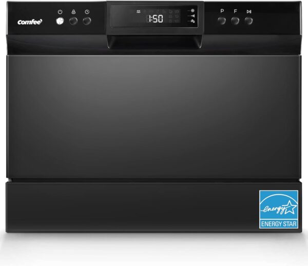 COMFEE’ Countertop Dishwasher, 6 Place Settings & 8 Washing Programs
