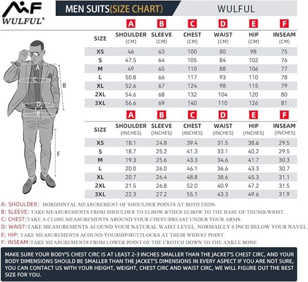 WULFUL Men’s Slim Fit Suit One Button 3-Piece Blazer, Vest & Pant - Image 5