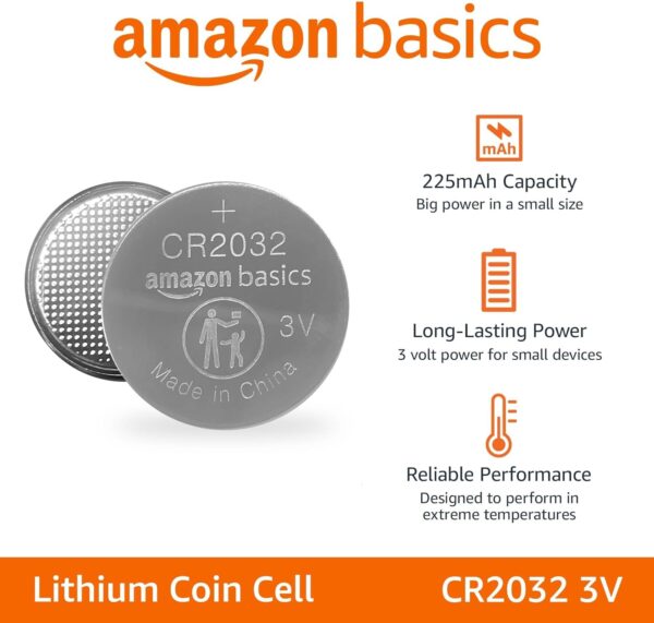 Amazon Basics 4-Pack CR2032 Lithium Coin Cell Battery, 3 Volt, Mercury-Free - Image 3