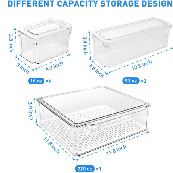 Pomeat 10-Pack Fridge Organizer Bins with Lids, BPA-Free, Stackable, for Food & Produce Storage - Image 3