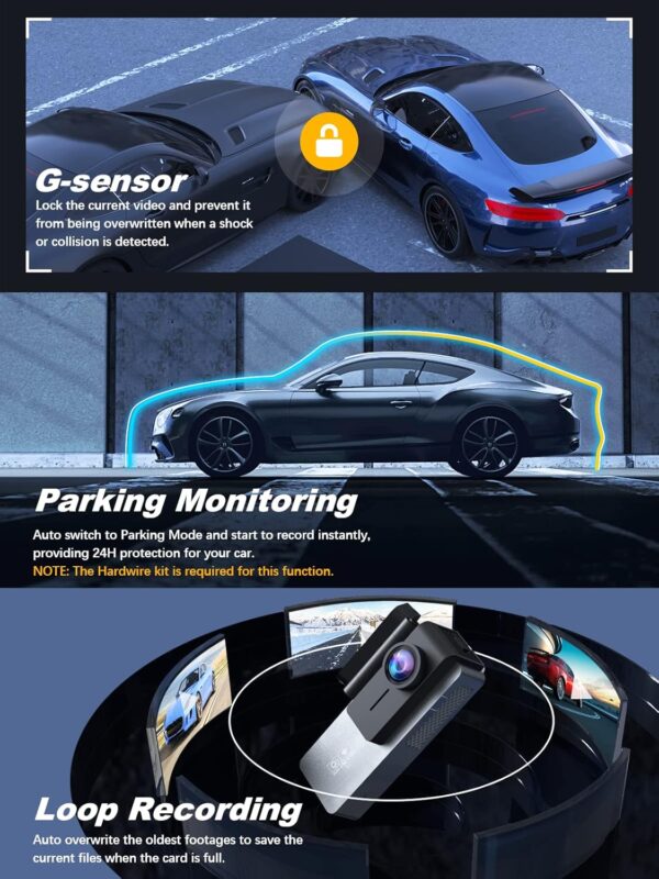 Dash Cam Front and Rear 4K+1080P, Free 64GB Card, Built-in WiFi - Image 8