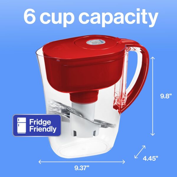Brita Metro Water Filter Pitcher with SmartLight Filter Change Indicator, 6-Cup Capacity, Fiery Red - Image 6