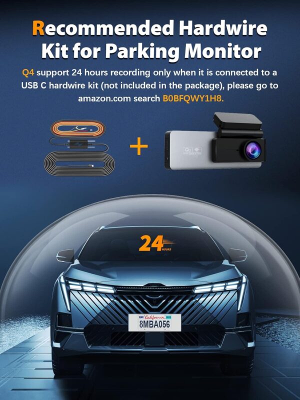Dash Cam Front and Rear 4K+1080P, Free 64GB Card, Built-in WiFi - Image 2