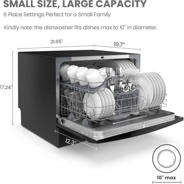 COMFEE’ Countertop Dishwasher, 6 Place Settings & 8 Washing Programs - Image 6