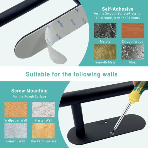 Stainless Steel Paper Towel Holder (Self-Adhesive or Drilling) - Image 4
