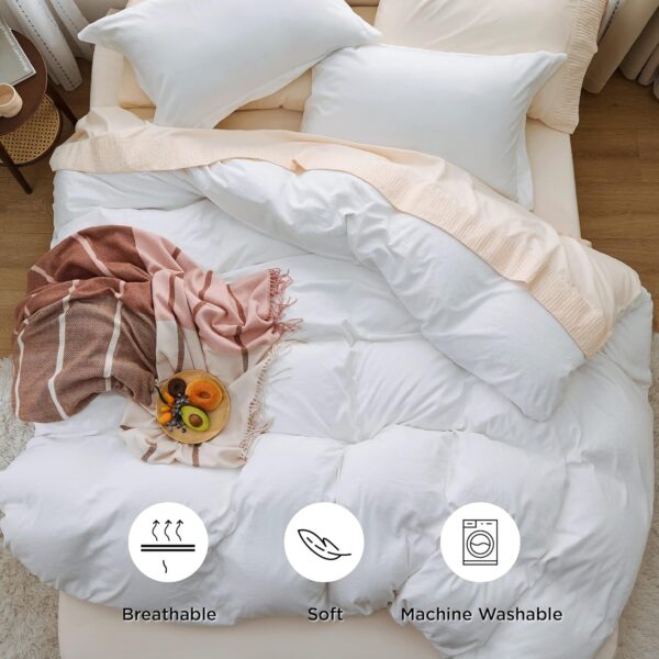 Bedsure White Duvet Cover Queen Size - Soft Prewashed Queen Duvet Cover Set, 3 Pieces - Image 9