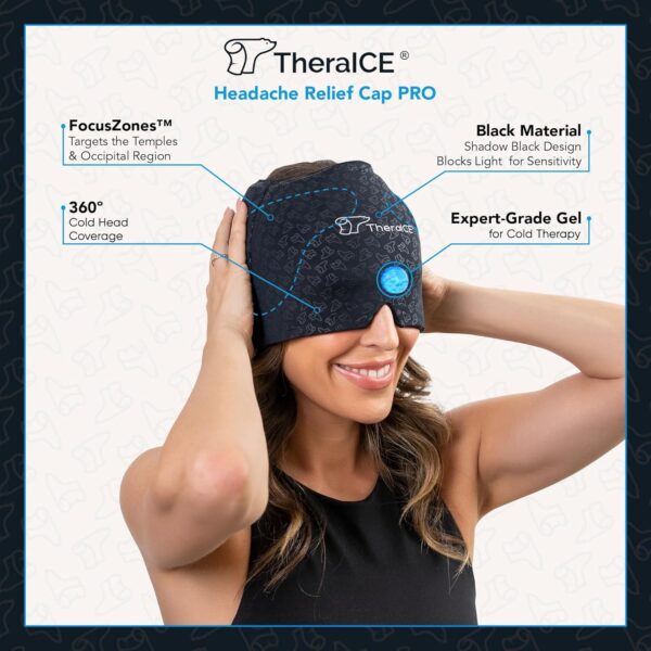 TheraICE Migraine Relief Cap PRO, Headache Relief Cap, Ice Face Mask, Cold Compress Head Wrap - Image 6