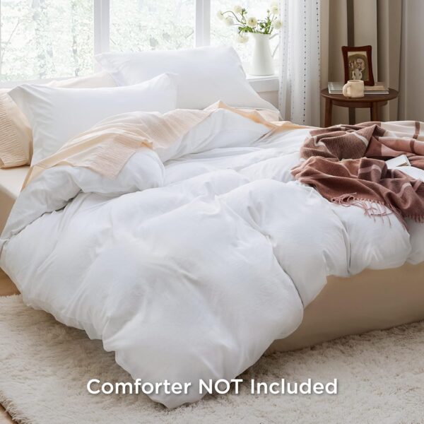 Bedsure White Duvet Cover Queen Size - Soft Prewashed Queen Duvet Cover Set, 3 Pieces - Image 6