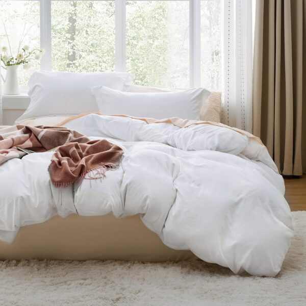 Bedsure White Duvet Cover Queen Size - Soft Prewashed Queen Duvet Cover Set, 3 Pieces
