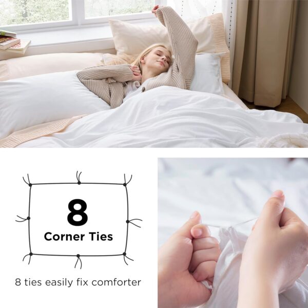 Bedsure White Duvet Cover Queen Size - Soft Prewashed Queen Duvet Cover Set, 3 Pieces - Image 5
