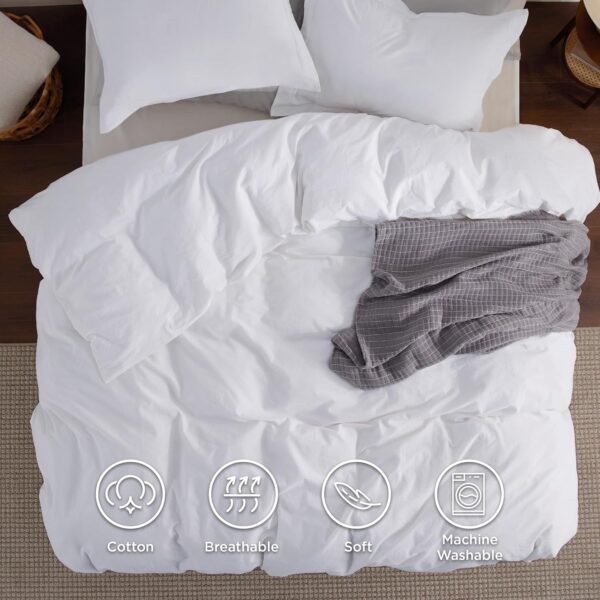 Bedsure Cotton Duvet Cover Full - Bright White Minimalist Duvet Cover for All Seasons - Image 8