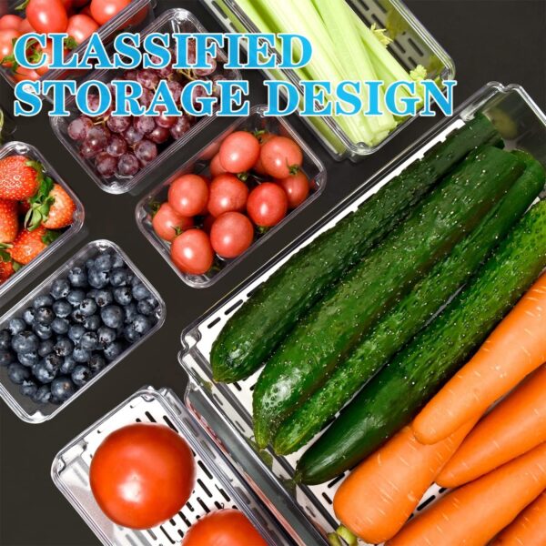 Pomeat 10-Pack Fridge Organizer Bins with Lids, BPA-Free, Stackable, for Food & Produce Storage - Image 4