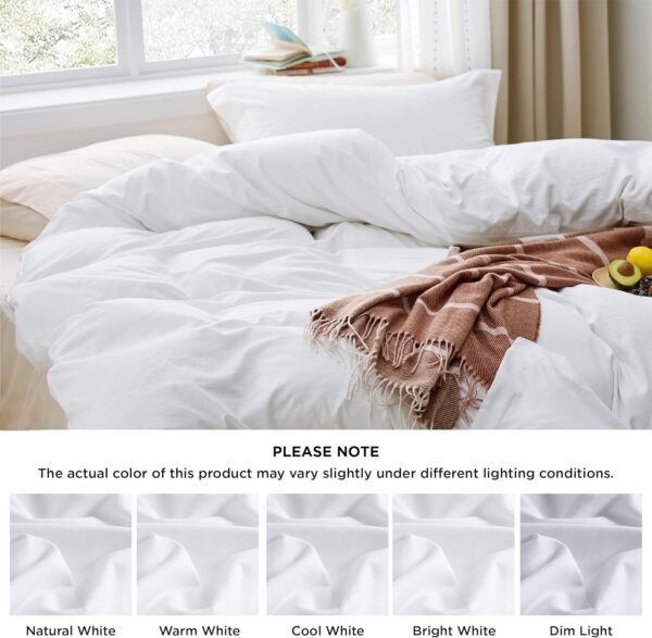 Bedsure White Duvet Cover Queen Size - Soft Prewashed Queen Duvet Cover Set, 3 Pieces - Image 8