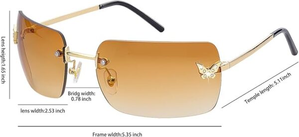 knliwkm Rimless Rectangle Y2k Sunglasses for Women Men Cute Small - Image 3