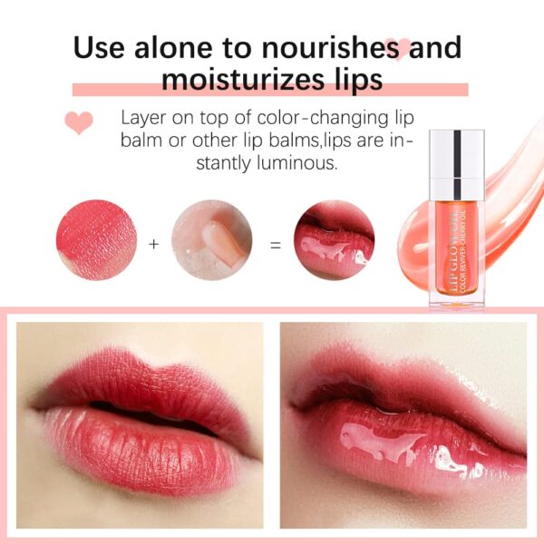 Hydrating Lip Glow Oil, Plumping Lip Oil, Tinted Lip Balm Lip Care, Transparent Toot Lip Oil - Image 3