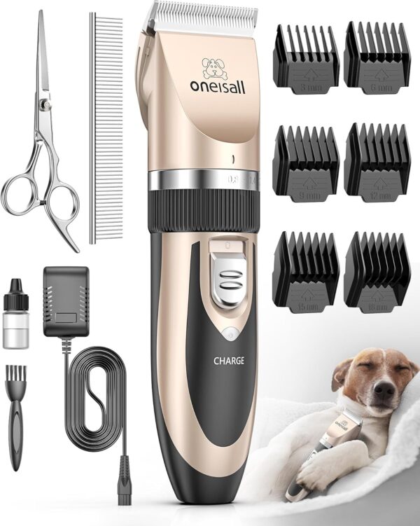 oneisall Dog Clipper Low Noise, Dog Grooming Kit with Rechargeable