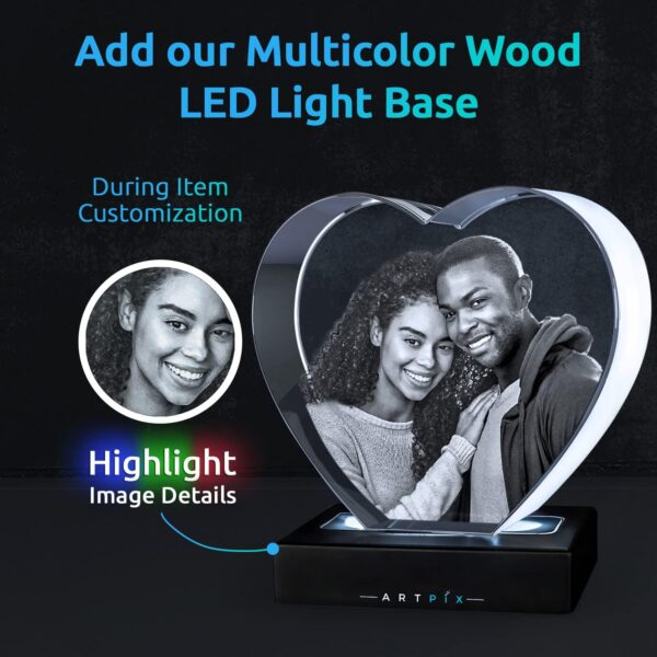 ArtPix 3D Crystal Photo, Valentines Day Personalized Gifts for Women, Wife, Men, Her, Him, - Image 3