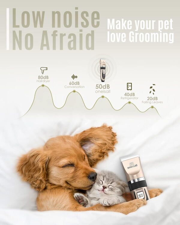 oneisall Dog Clipper Low Noise, Dog Grooming Kit with Rechargeable - Image 4