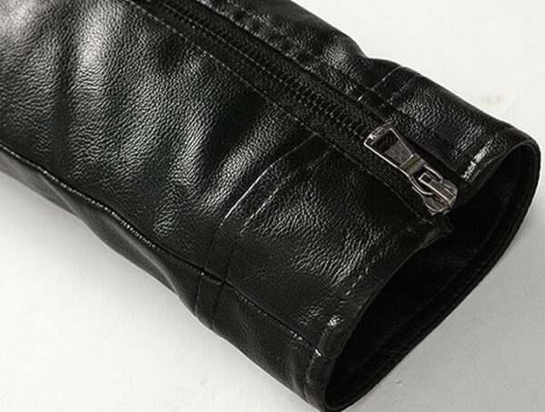 Youhan Men's Casual Zip Up Slim Bomber Faux Leather Jacket - Image 3