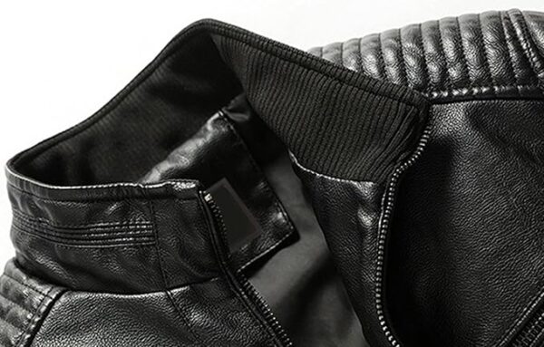 Youhan Men's Casual Zip Up Slim Bomber Faux Leather Jacket - Image 5